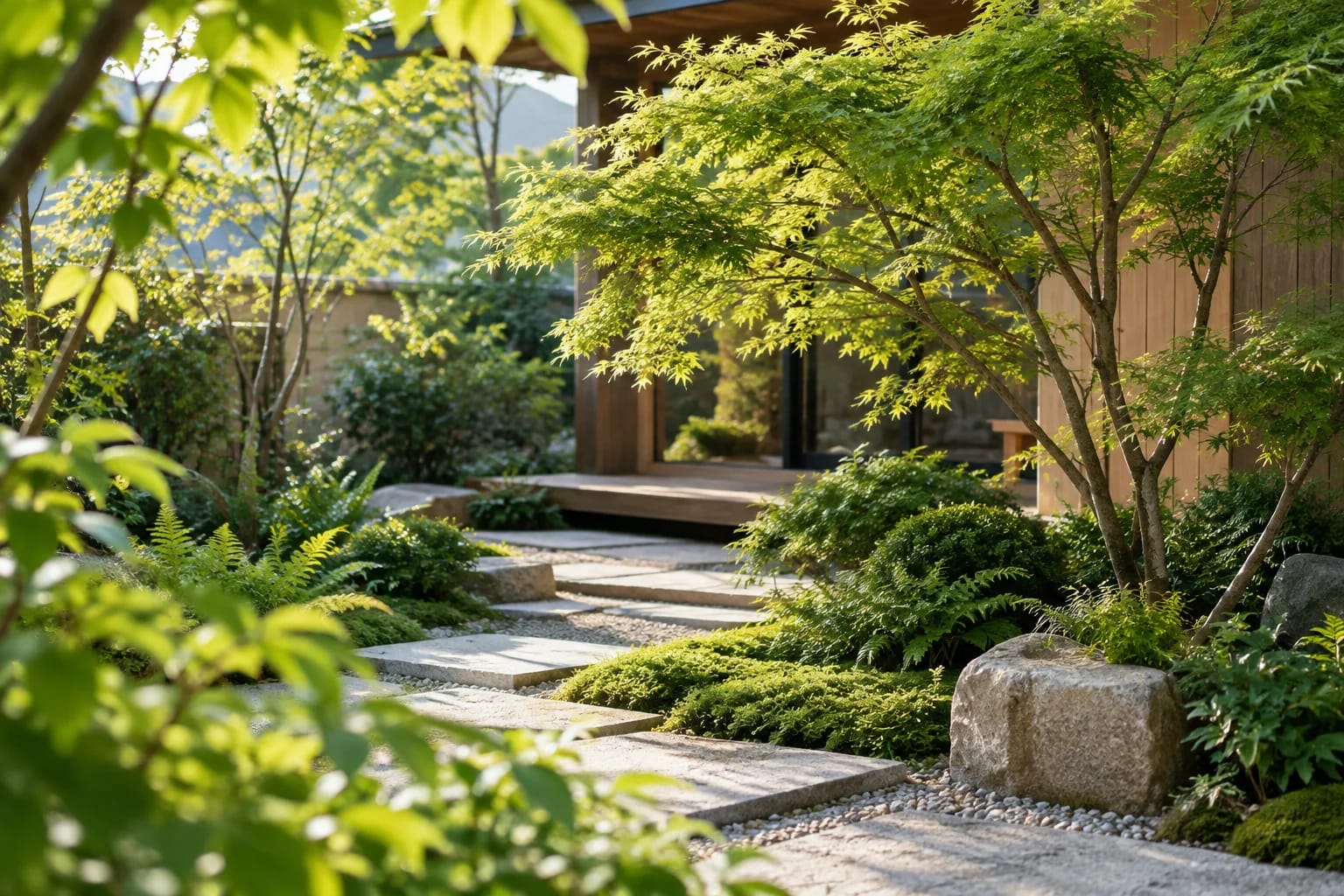光と緑が心地よいお庭のイメージ