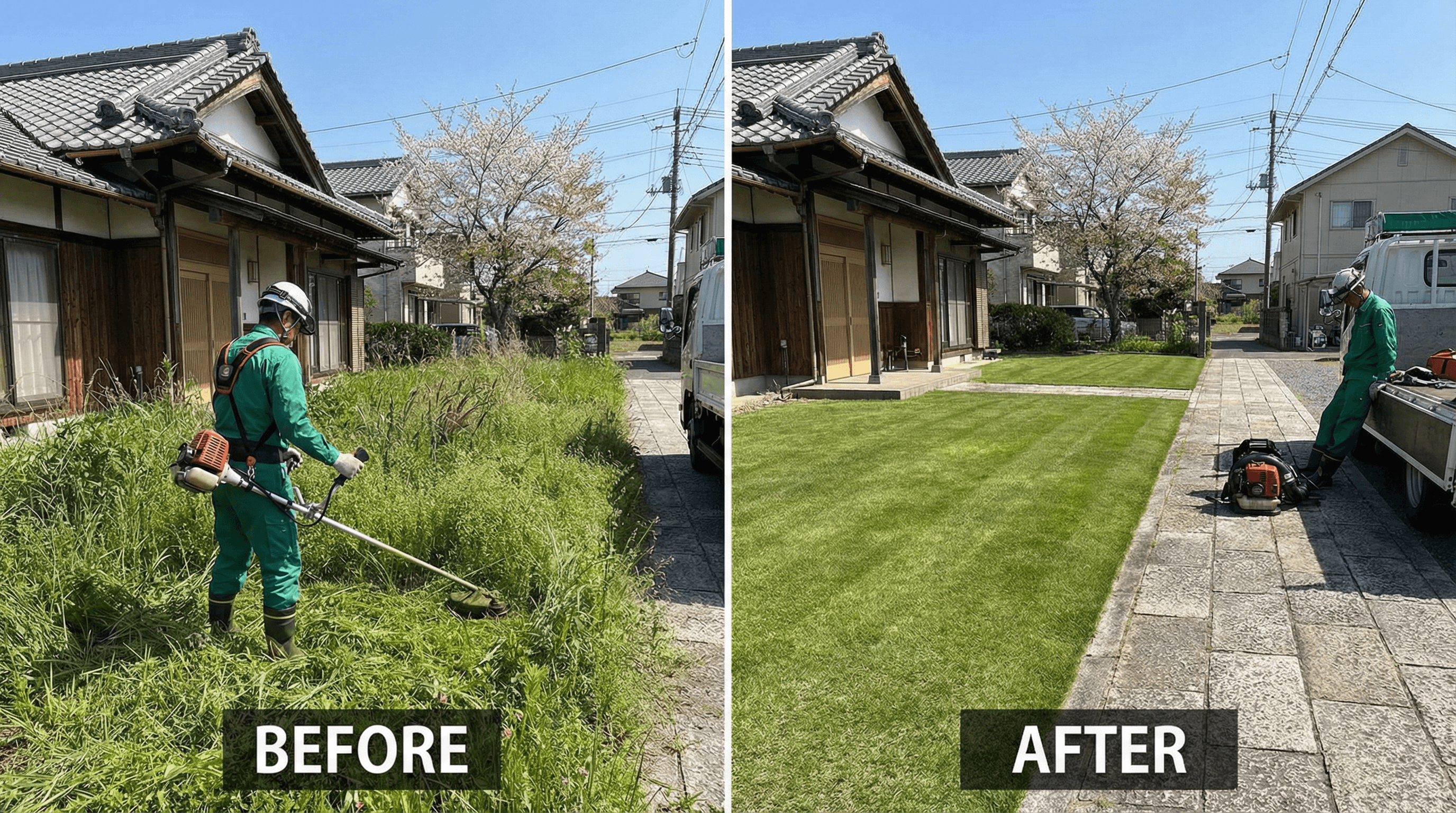 草刈りビフォーアフター